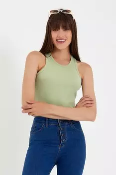 Женская укороченная трикотажная футболка с высоким воротником SPR21Y11 Sperlife, светло-водно-зеленый