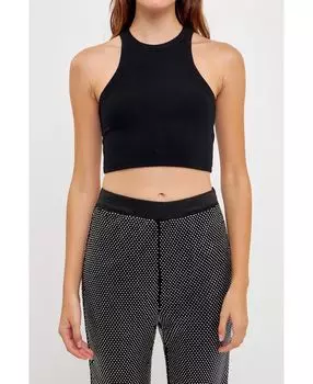 Женская укороченная трикотажная майка Grey Lab, черный