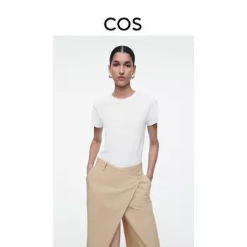 Женская универсальная вязаная футболка Cos с круглым вырезом, белый