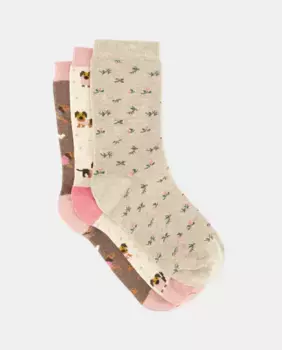 Женская упаковка из 3 носков с цветочным принтом для собак Easy Wear, коричневый