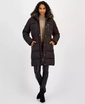 Женская утепленная куртка с капюшоном и отделкой из искусственного меха Michael Kors, коричневый