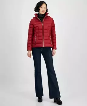Женская утепленная куртка с капюшоном Packable Puffer на молнии Michael Kors, красный