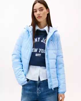 Женская утепленная куртка с капюшоном Tommy Jeans, светло-голубой