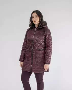 Женская утепленная парка с капюшоном и контрастной отделкой October, бордовый