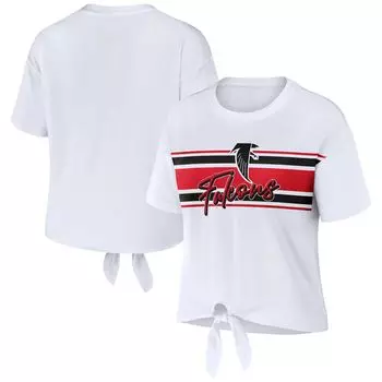 Женская WEAR by Erin Andrews Белая футболка в стиле ретро Atlanta Falcons с завязкой спереди