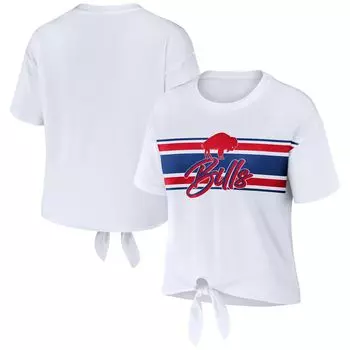 Женская WEAR by Erin Andrews Белая футболка в стиле ретро с завязкой спереди Buffalo Bills