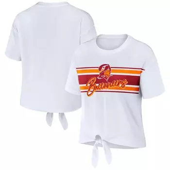 Женская WEAR by Erin Andrews Белая футболка в стиле ретро Tampa Bay Buccaneers с завязкой спереди