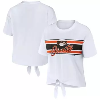 Женская WEAR by Erin Andrews Белая футболка San Francisco Giants с завязкой спереди