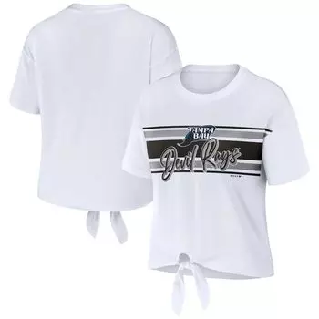 Женская WEAR by Erin Andrews Белая футболка Tampa Bay Rays с завязкой спереди