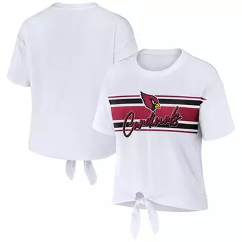 Женская WEAR by Erin Andrews Белая футболка в стиле ретро Arizona Cardinals с завязкой спереди