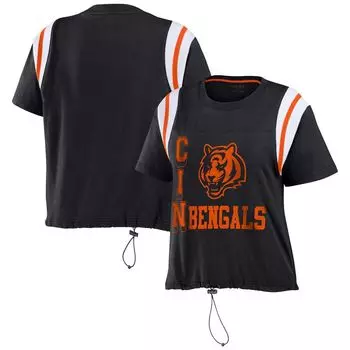 Женская WEAR by Erin Andrews Черная футболка с цветными блоками Cincinnati Bengals