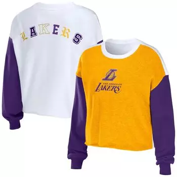 Женская WEAR by Erin Andrews Хизер Голд Лос-Анджелес Лейкерс Укороченный пуловер с буквами смешанного цвета Толстовка