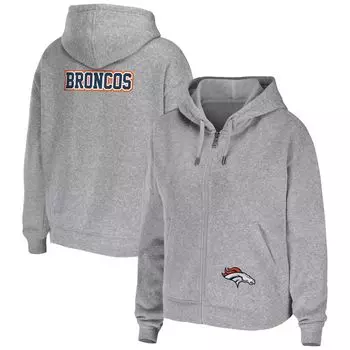 Женская WEAR by Erin Andrews Хизер Серый Denver Broncos Толстовка с молнией во всю длину больших размеров
