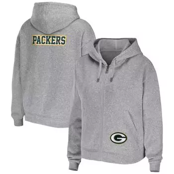 Женская WEAR by Erin Andrews Хизер Серый Green Bay Packers Толстовка с молнией во всю длину больших размеров
