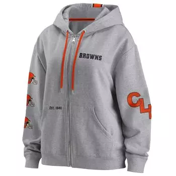 Женская WEAR by Erin Andrews Серая толстовка с молнией во всю длину Cleveland Browns