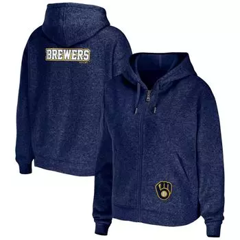 Женская WEAR by Erin Andrews Темно-синяя толстовка с молнией во всю длину Milwaukee Brewers