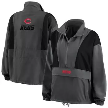 Женская WEAR by Erin Andrews Темно-угольная компактная куртка с молнией до половины Cincinnati Reds