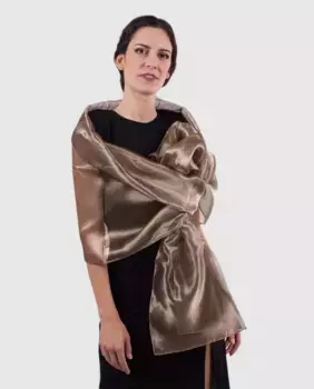 Женская вечерняя шаль из органзы из натурального шелка цвета Old Gold MR Complements, коричневый