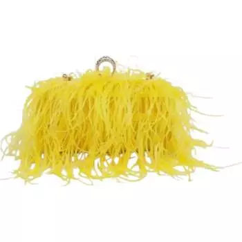 Женская вечерняя сумочка Harlowe Feather желтого цвета Moda Luxe
