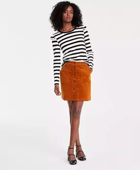 Женская вельветовая мини-юбка на пуговицах On 34th, коричневый