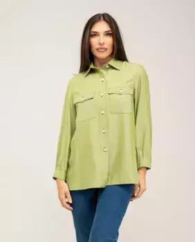 Женская верхняя рубашка с рубашечным воротником и боковыми разрезами по низу Fsh, зеленый