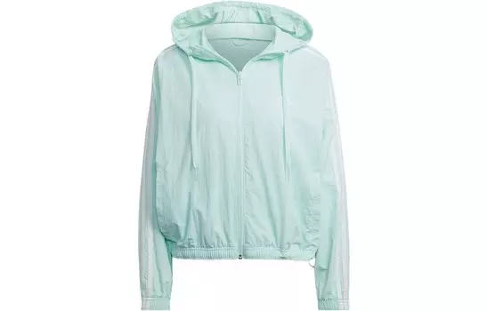 Женская ветровка свободного кроя Essentials с повторяющимся логотипом зеленого цвета Adidas
