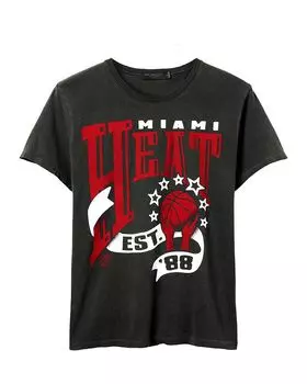 Женская винтажная футболка NBA Miami Heat Banner Junk Food Clothing, черный