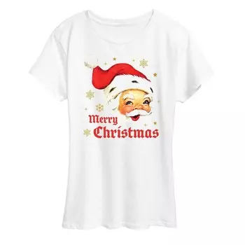 Женская винтажная футболка с рисунком Санта-Клауса Merry Christmas Licensed Character, белый