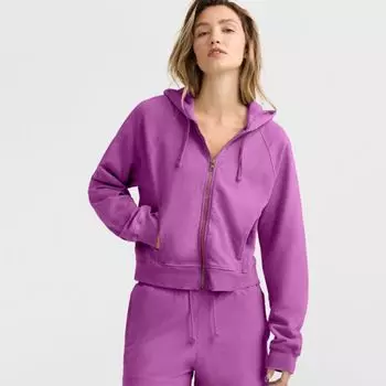 Женская винтажная худи на молнии с эффектом поношенности Champion, цвет our fave fuchsia