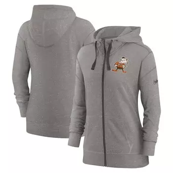 Женская винтажная худи с молнией во всю длину Nike Heather Charcoal Cleveland Browns Gym, цвет Brn Charco