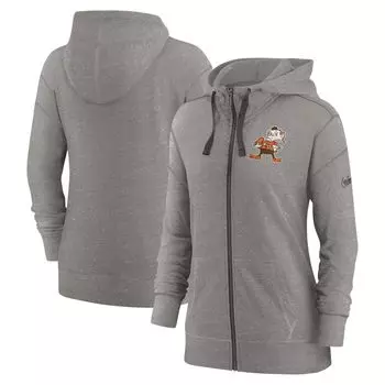 Женская винтажная худи с молнией во всю длину Nike Heather Charcoal Cleveland Browns Gym Nike