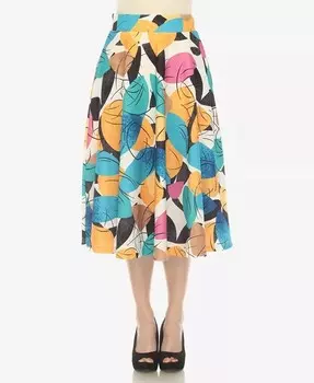 Женская винтажная расклешенная юбка миди с принтом листьев White Mark, желтый