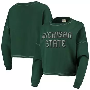 Женская винтажная трикотажная футболка chika-d Green Michigan State Spartans с большим длинным рукавом и большим рукавом