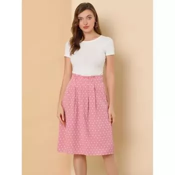 Женская винтажная юбка-миди трапециевидной формы в горошек с поясом и эластичной резинкой на талии ALLEGRA K