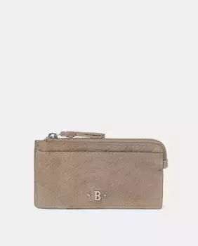 Женская визитница из серо-коричневой кожи с застежкой-молнией Brownie, коричневый