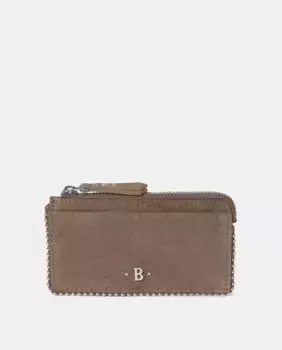 Женская визитница из темно-коричневой кожи на молнии Brownie, темно-коричневый