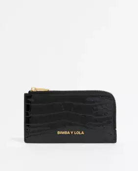 Женская визитница-кошелек для монет с гравировкой в виде крокодила Bimba y Lola, чёрный