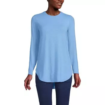 Женская влагоотводящая туника с длинными рукавами Land End Lands' End, цвет Vista Blue Pinstripe