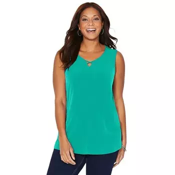 Женская вневременная туника-майка с перекрещенными перекрещивающимися ушками и принтом больших размеровCatherines больших размеров, цвет Pepper Green