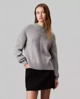 Женская водолазка с монограммой Calvin Klein Jeans, светло-серый
