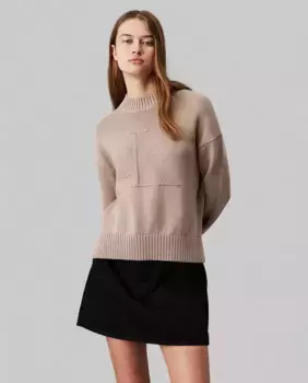 Женская водолазка с монограммой Calvin Klein Jeans, бежевый