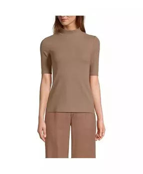 Женская водолазка с широкими ребристыми рукавами до локтя Lands' End, коричневый