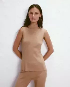 Женская водолазка в рубчик с вырезами Easy Wear, коричневый