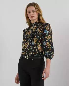 Женская воздушная рубашка из жоржета с цветами Lauren Ralph Lauren, мультиколор