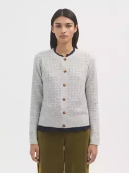 Женская вязаная кофта с круглым вырезом горловины Nice Things, светло-серый