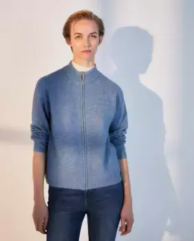 Женская вязаная куртка на молнии Woman El Corte Ingls, цвет 410 Azul Claro
