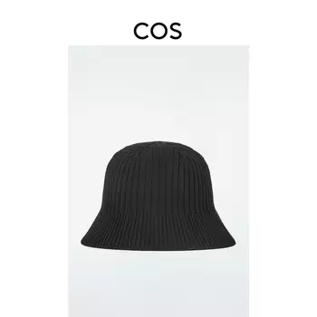 Женская вязаная панама Cos из смесовой шерсти в рубчик, черный