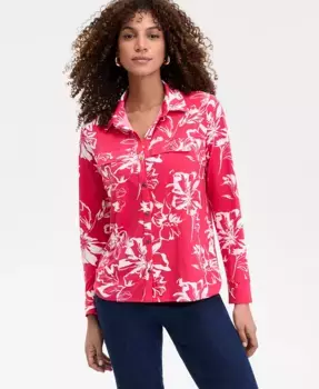 Женская вязаная рубашка с принтом I.N.C. International Concepts, красный