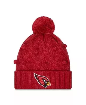 Женская вязаная шапка Cardinal Arizona Cardinals Toasty с манжетами и помпоном New Era, красный