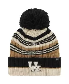 Женская вязаная шапка цвета хаки Kentucky Wildcats Barista с манжетами и помпоном '47 Brand, бежевый